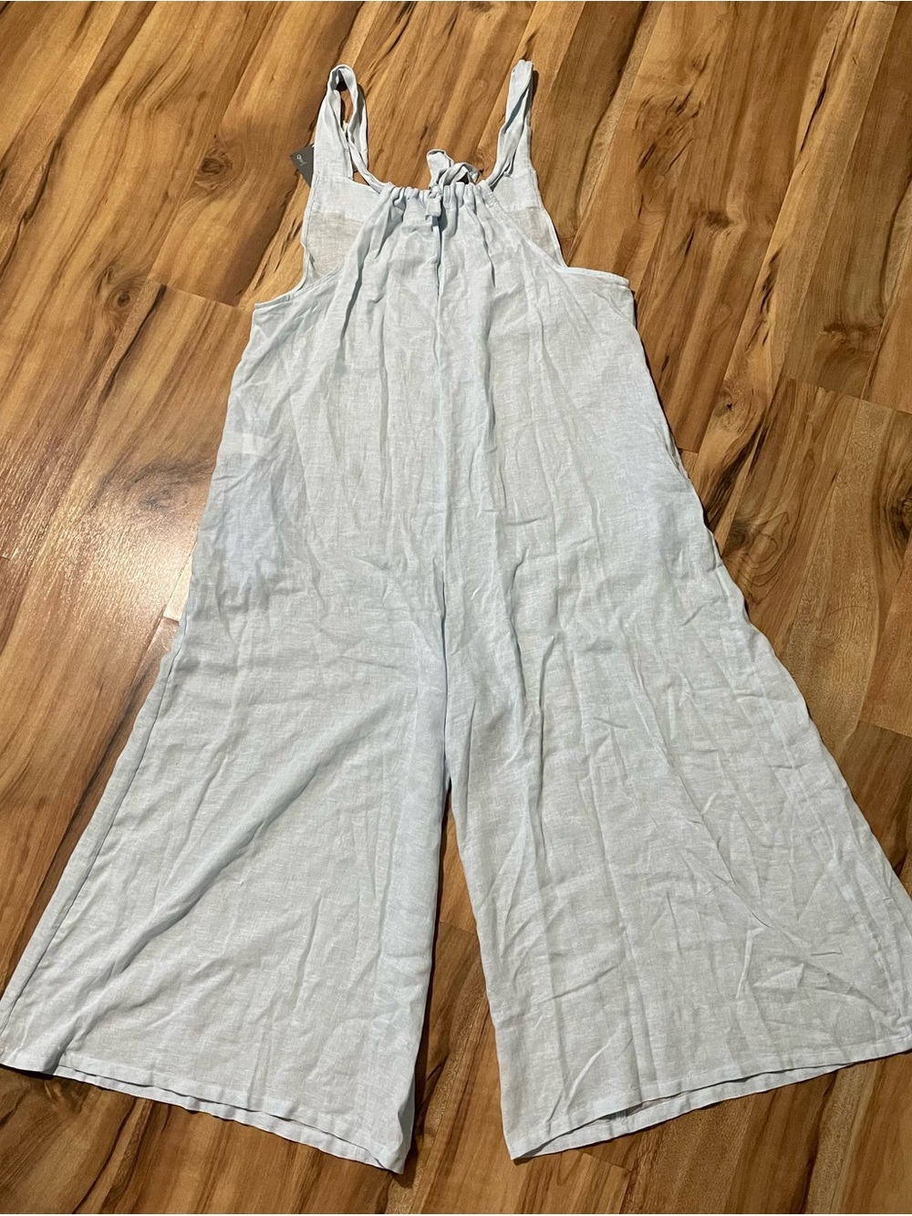 NWT Haute Hippie Style Linen Blend Wide Leg Jumpsuit Light Blue Large L - Picture 2 of 8